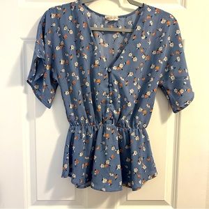 Sienna Sky blue floral blouse